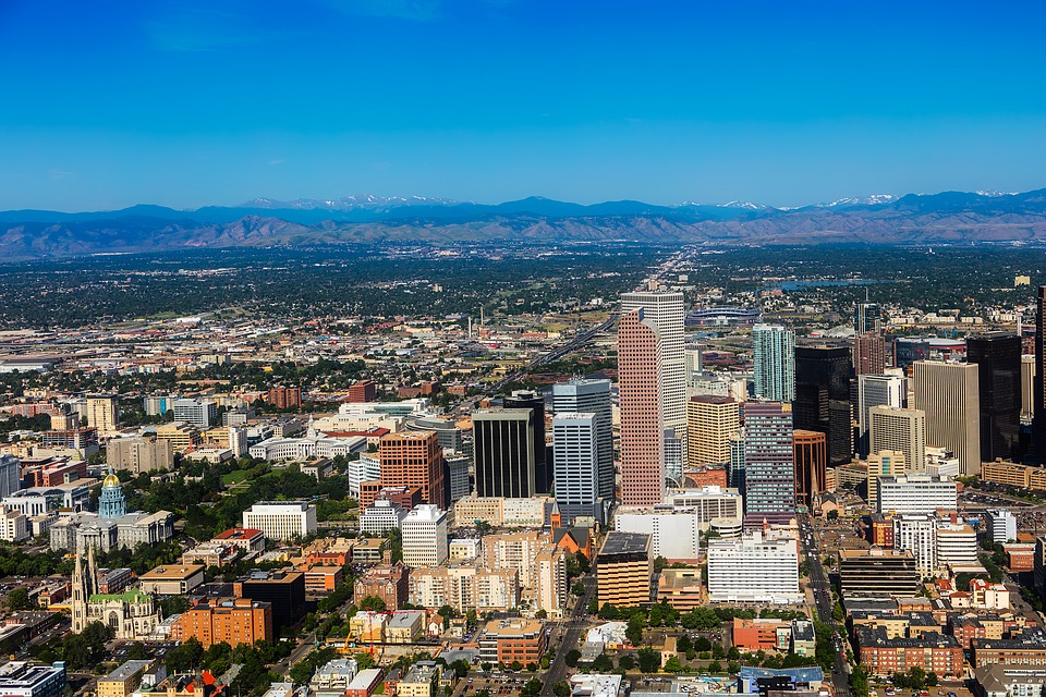 Aerial view of downtown Denver, Colorado