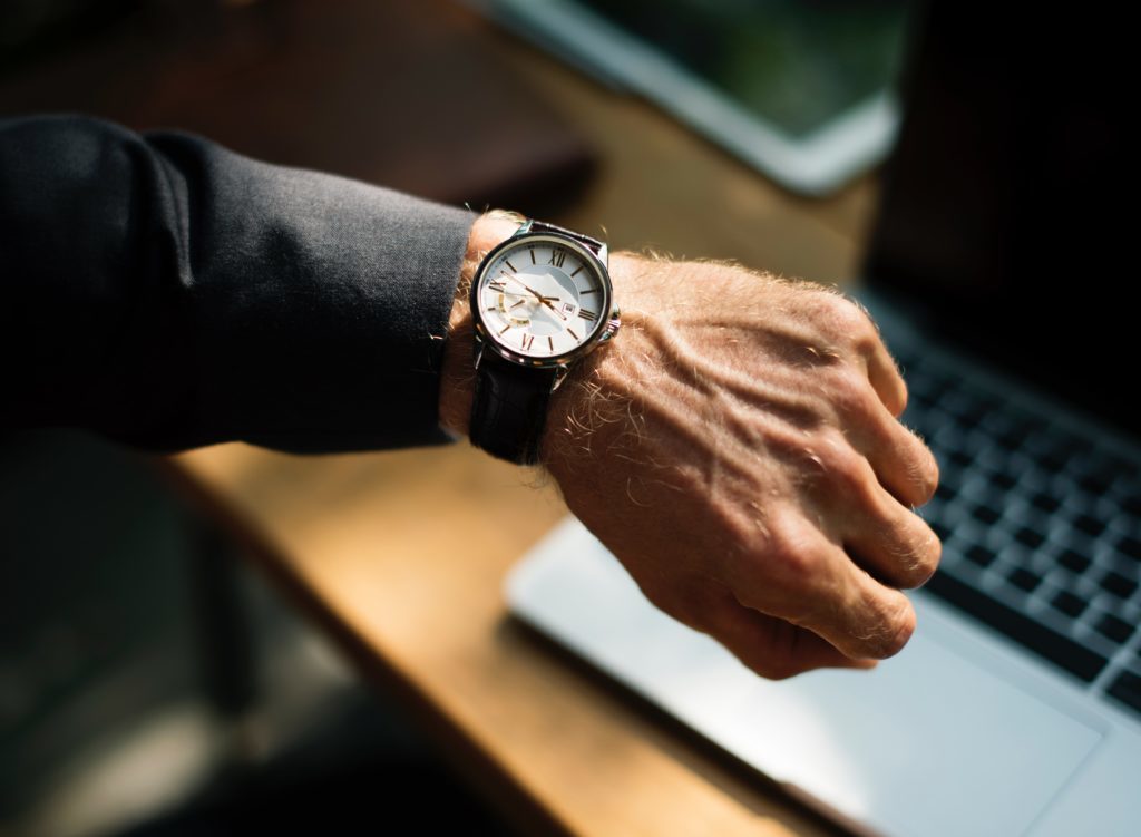 man arm with watch on